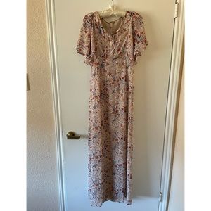 Pink floral maxi dress